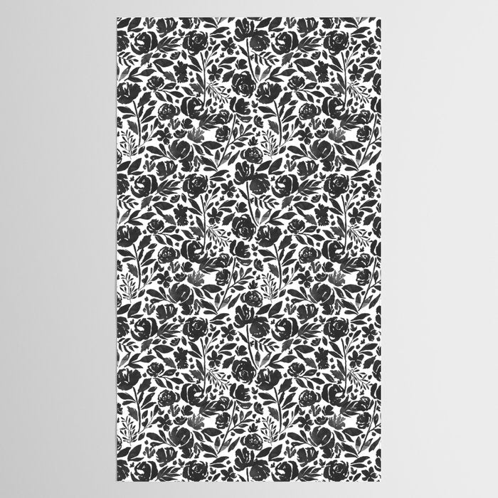 Simple black and white flower garden Tablecloth Gallery Image 2