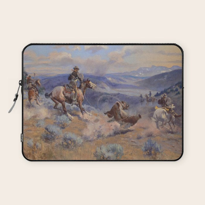 Charles Marion Russell - Loops And Swift Horses Laptop Sleeve Gallery Image 1