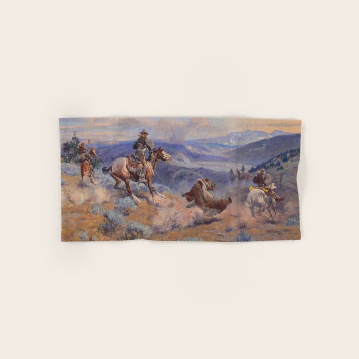 Charles Marion Russell - Loops And Swift Horses Bath Towel Gallery Image 1