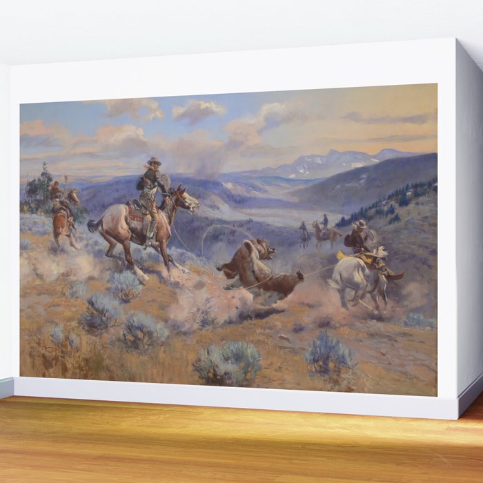 Charles Marion Russell - Loops And Swift Horses Wall Mural Gallery Image 2