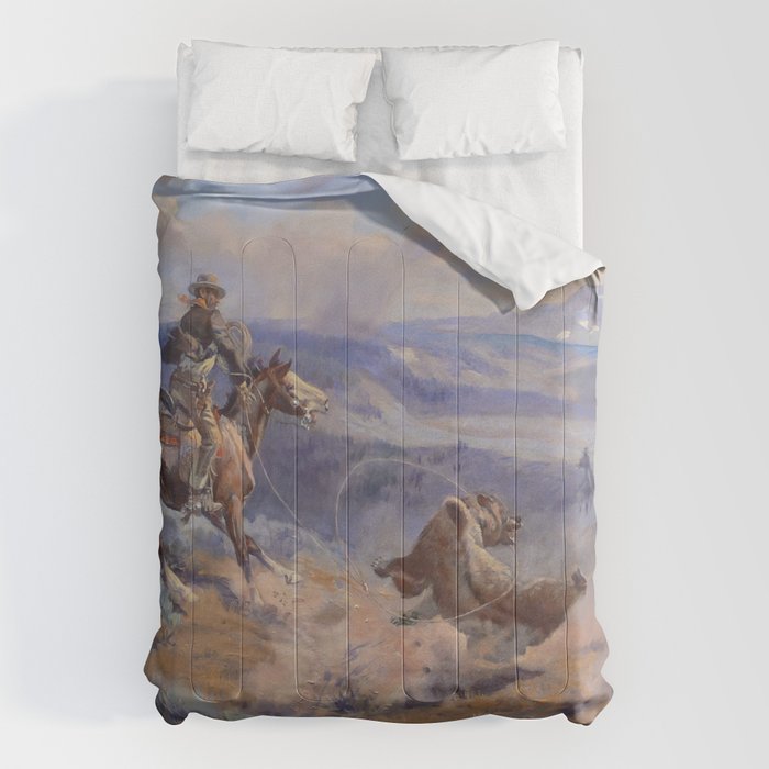 Charles Marion Russell - Loops And Swift Horses Comforter Gallery Image 6