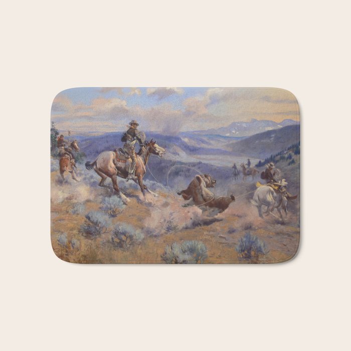 Charles Marion Russell - Loops And Swift Horses Bath Mat Gallery Image 1
