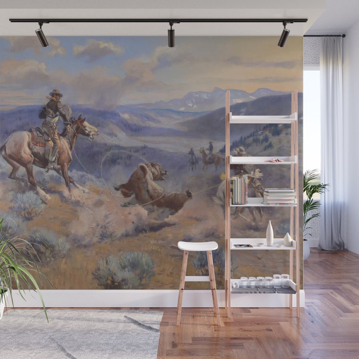 Charles Marion Russell - Loops And Swift Horses Wall Mural Gallery Image 1