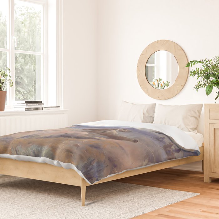 Charles Marion Russell - Loops And Swift Horses Duvet Cover Gallery Image 2