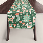 Festive Folk Art Forest Animals - Green and Red Table Runner Gallery Image 1