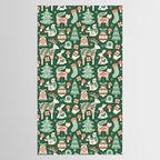 Festive Folk Art Forest Animals - Green and Red Tablecloth Gallery Image 2