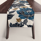 Modern Navy Floral Elegance Table Runner Gallery Image 1