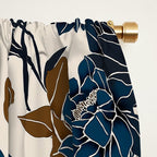Modern Navy Floral Elegance Window Curtain Gallery Image 2