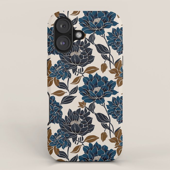 Modern Navy Floral Elegance iPhone Case Gallery Image 1