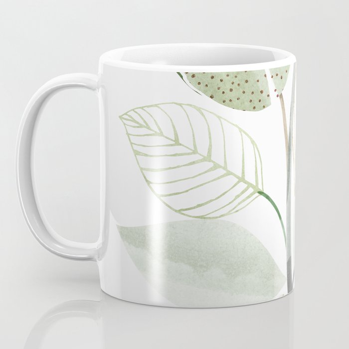 Forest Bouquet - Green Leaves Watercolor Coffee Mug Gallery Image 3