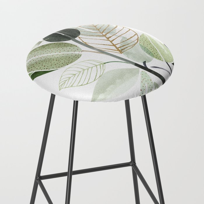 Forest Bouquet - Green Leaves Watercolor Stool Gallery Image 2