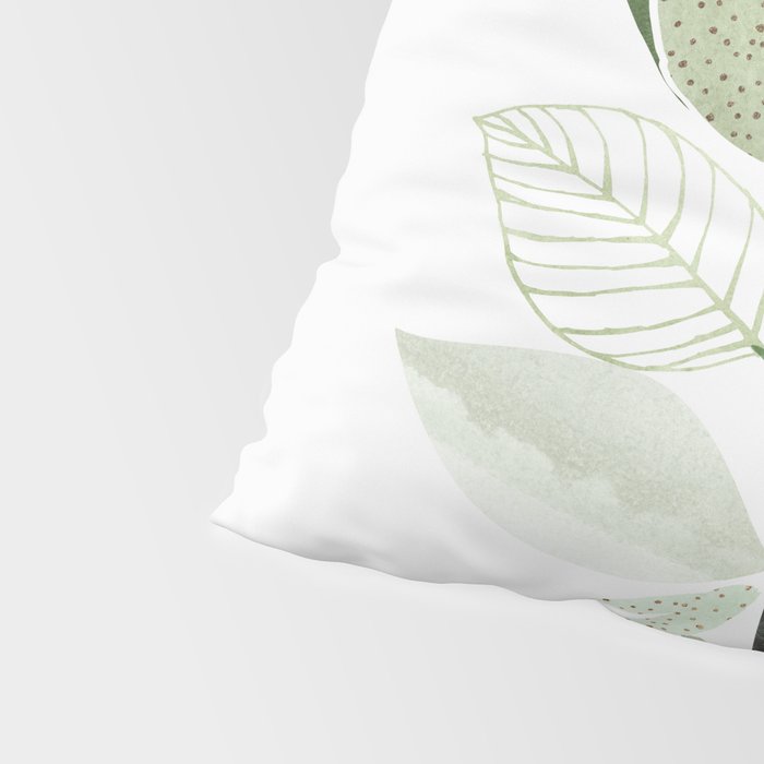 Forest Bouquet - Green Leaves Watercolor Pillow Sham Gallery Image 4