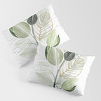 Forest Bouquet - Green Leaves Watercolor Pillow Sham Gallery Image 3