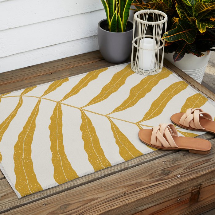 Yellow Plant Outdoor Rug Gallery Image 2