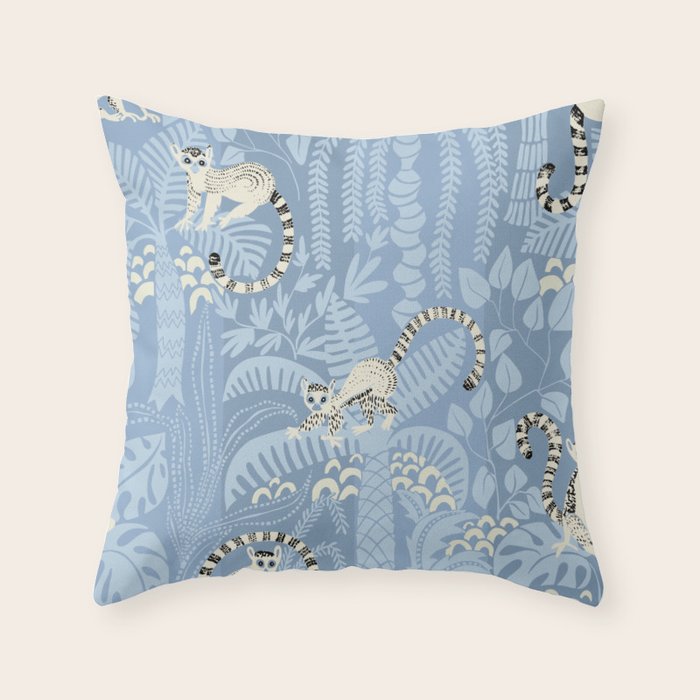 Jungle adventure sky blue Throw Pillow Gallery Image 6