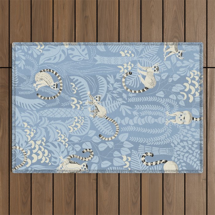 Jungle adventure sky blue Outdoor Rug Gallery Image 1