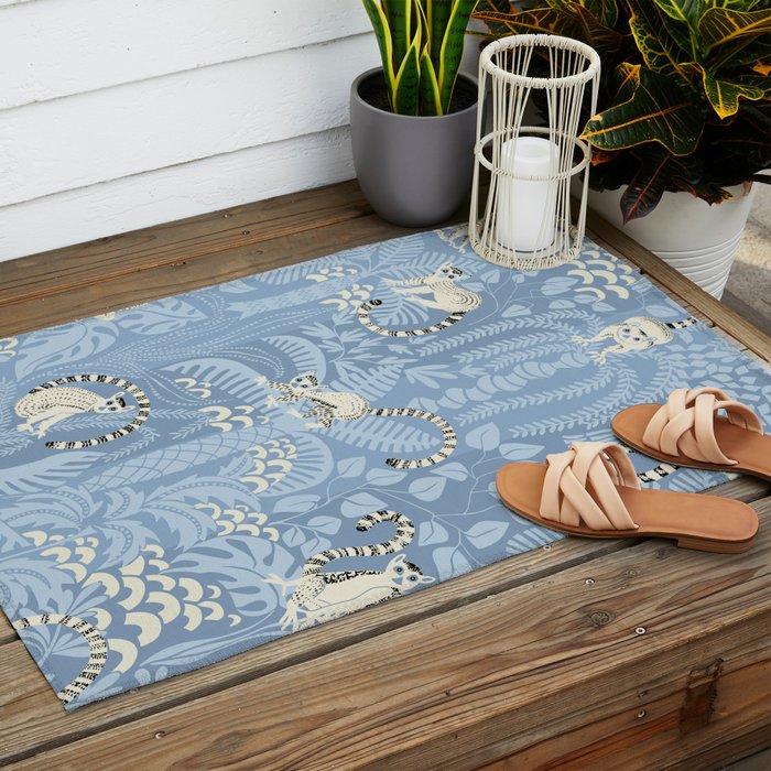 Jungle adventure sky blue Outdoor Rug Gallery Image 2