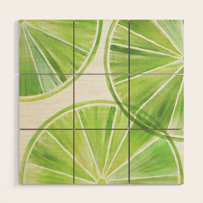 Fresh Lime Citrus Abstract Watercolor Wood Wall Art Gallery Image 1