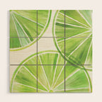 Fresh Lime Citrus Abstract Watercolor Wood Wall Art Gallery Image 1