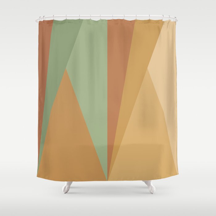 Geometric Triangles XII Earthy Rustic Shower Curtain Gallery Image 1