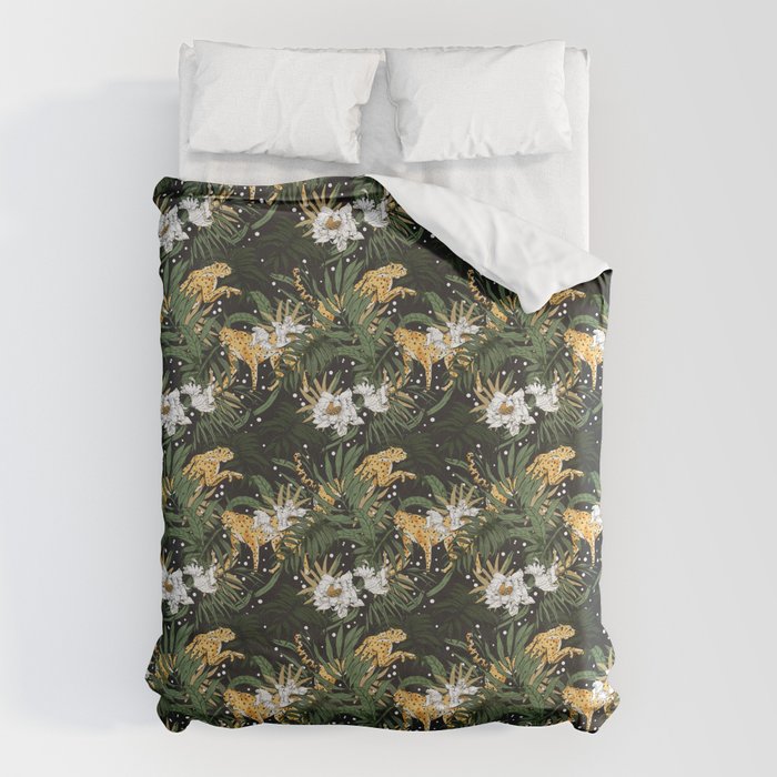 Cheetah in the glamorous nocturnal jungle Duvet Cover Gallery Image 1