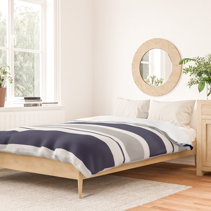 Navy Blue and Grey Stripe Duvet Cover Gallery Image 2