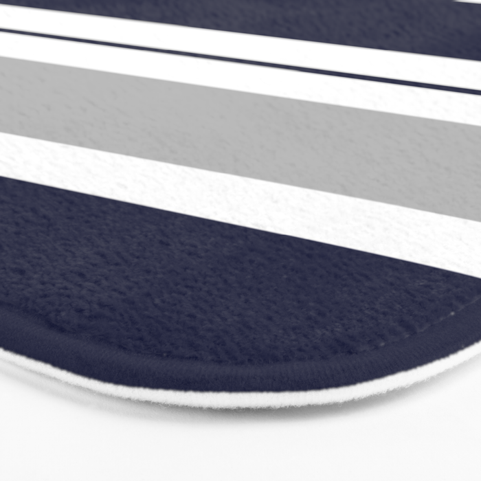 Navy Blue and Grey Stripe Bath Mat Gallery Image 3