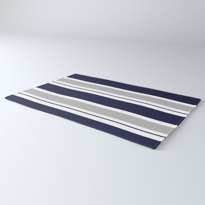Navy Blue and Grey Stripe Rug Gallery Image 3