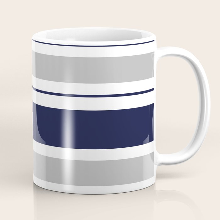 Navy Blue and Grey Stripe Coffee Mug Gallery Image 1