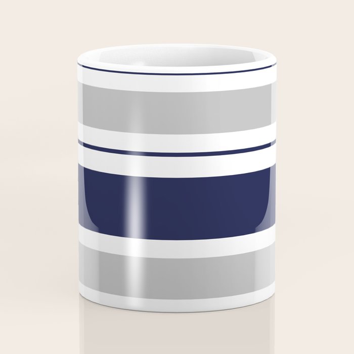 Navy Blue and Grey Stripe Coffee Mug Gallery Image 4