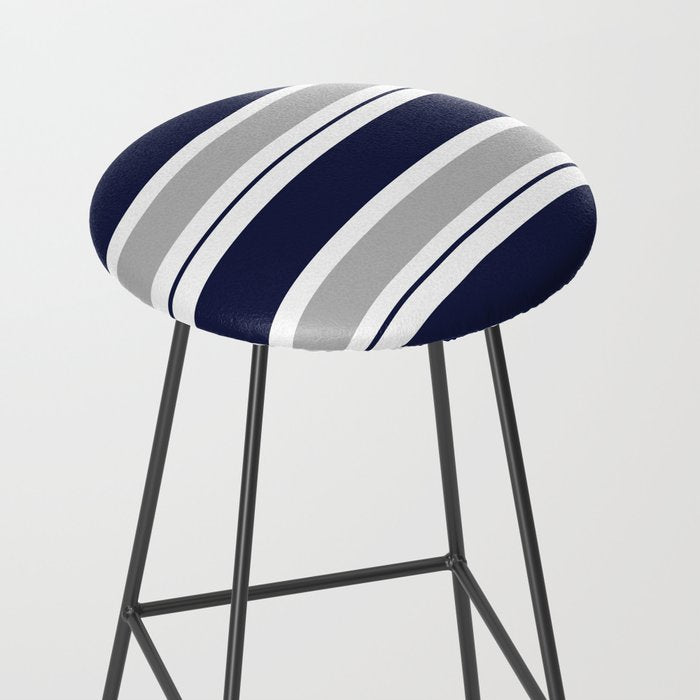 Navy Blue and Grey Stripe Stool Gallery Image 2