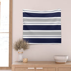 Navy Blue and Grey Stripe Wall Tapestry Gallery Image 2