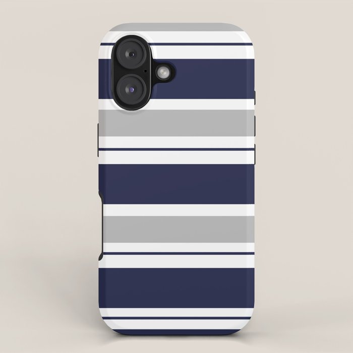 Navy Blue and Grey Stripe iPhone Case Gallery Image 1