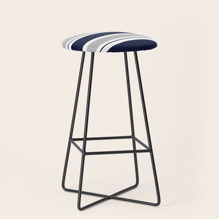 Navy Blue and Grey Stripe Stool Gallery Image 1