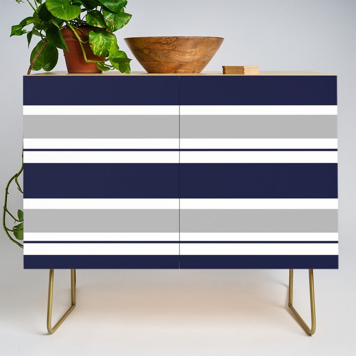 Navy Blue and Grey Stripe Credenza Gallery Image 1