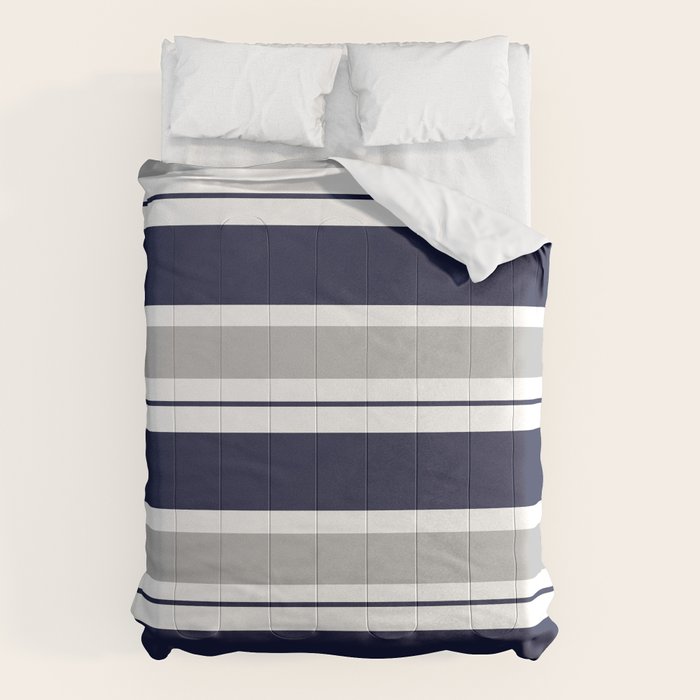 Navy Blue and Grey Stripe Comforter Gallery Image 1