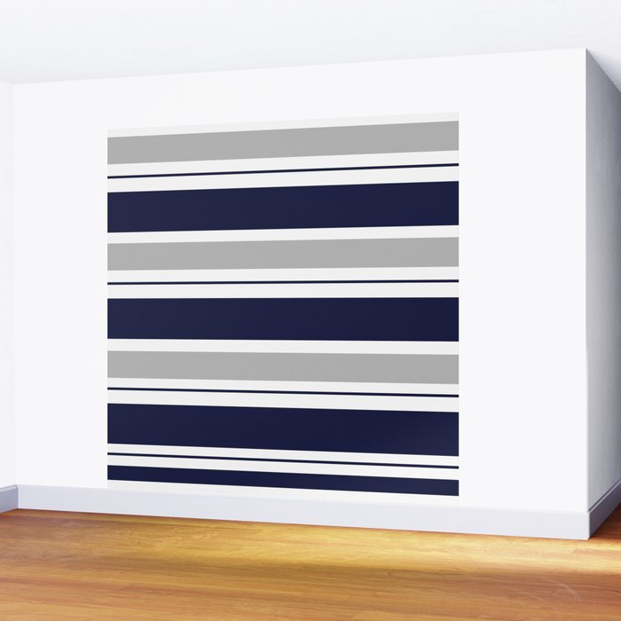 Navy Blue and Grey Stripe Wall Mural Gallery Image 2