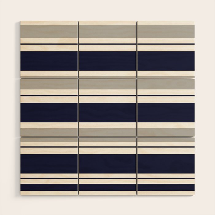 Navy Blue and Grey Stripe Wood Wall Art Gallery Image 1