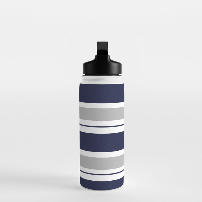 Navy Blue and Grey Stripe Water Bottle Gallery Image 3