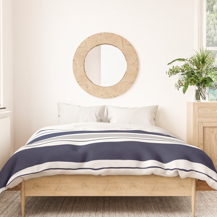 Navy Blue and Grey Stripe Duvet Cover Gallery Image 3