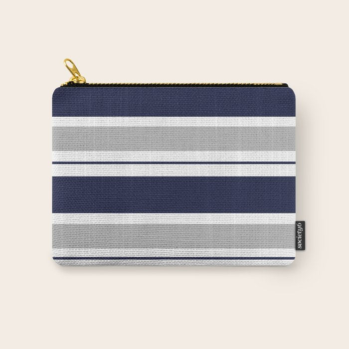 Navy Blue and Grey Stripe Carry All Pouch Gallery Image 1