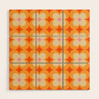 Vintage Yellow Orange Flowers Wood Wall Art Gallery Image 1