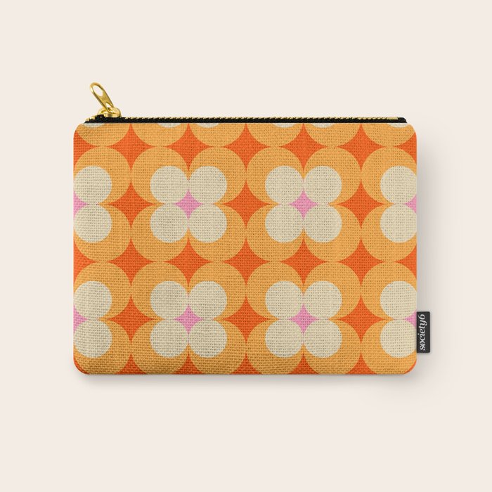 Vintage Yellow Orange Flowers Carry All Pouch Gallery Image 1