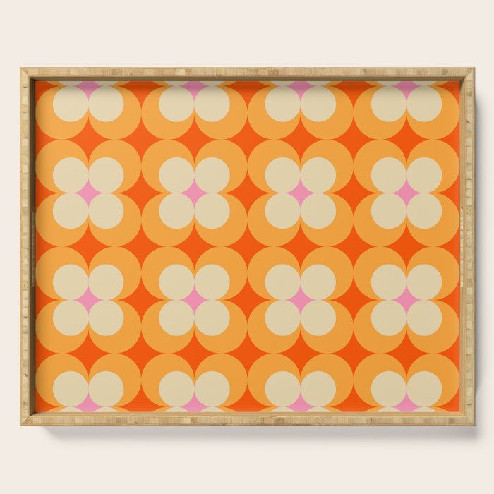 Vintage Yellow Orange Flowers Serving Tray Gallery Image 1