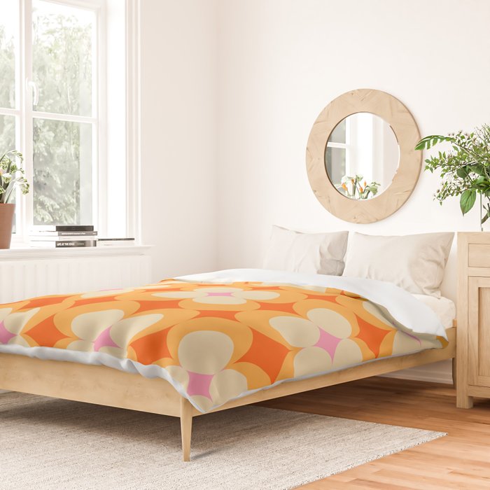Vintage Yellow Orange Flowers Duvet Cover Gallery Image 2