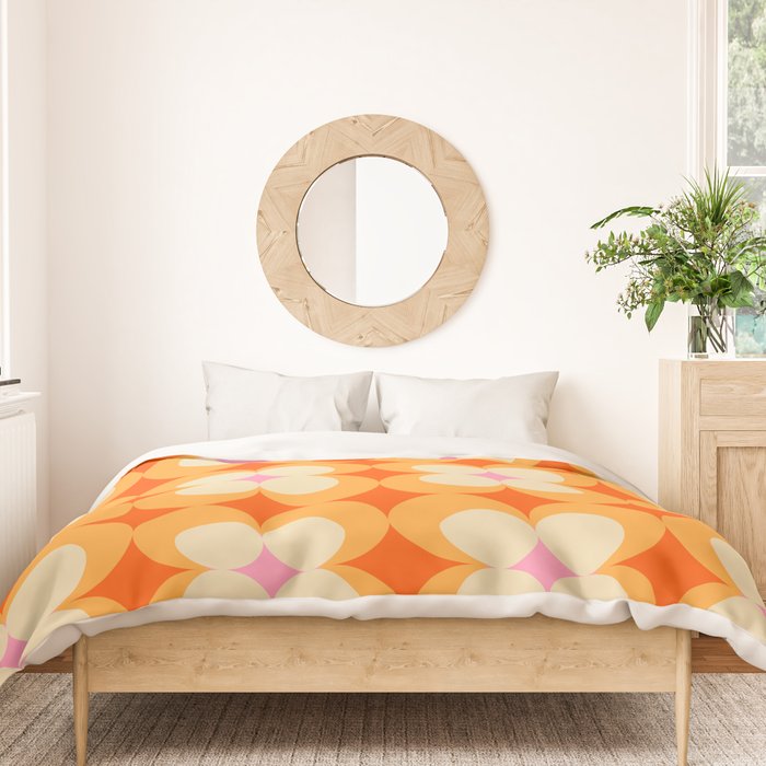 Vintage Yellow Orange Flowers Duvet Cover Gallery Image 3