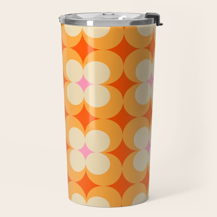 Vintage Yellow Orange Flowers Travel Mug Gallery Image 2