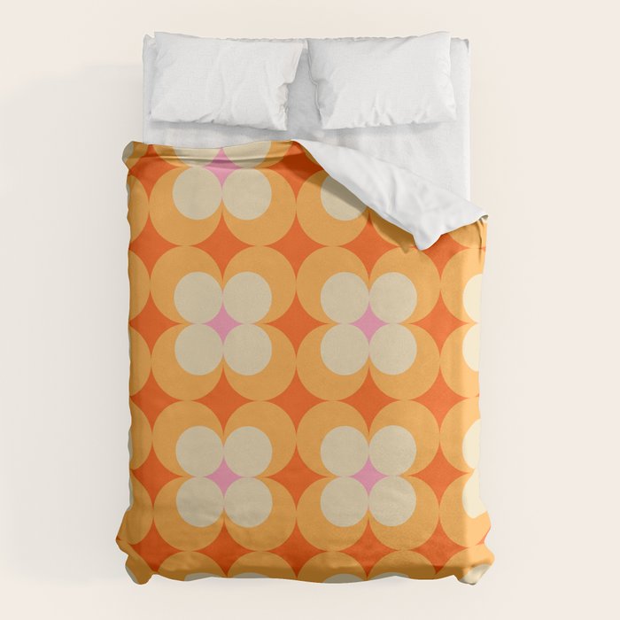 Vintage Yellow Orange Flowers Duvet Cover Gallery Image 1