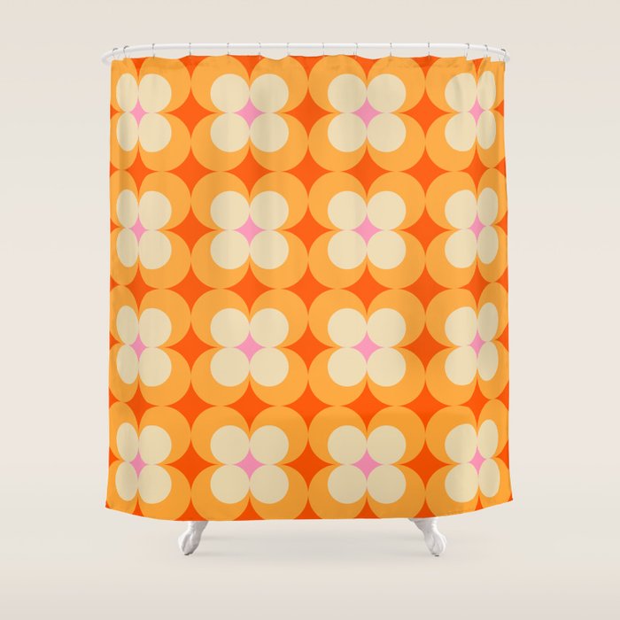 Vintage Yellow Orange Flowers Shower Curtain Gallery Image 1