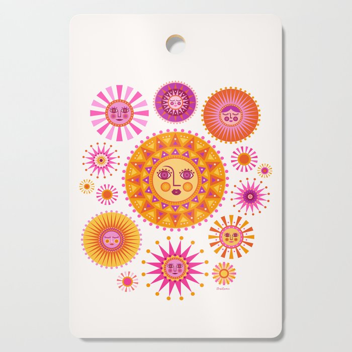 Retro Suns - Pink and Yellow Cutting Board Gallery Image 1
